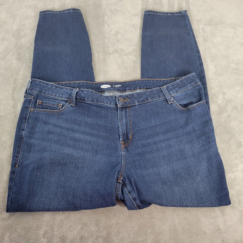 Old Navy Women's 22 Plus Long Mid-Rise Skinny Jeans Dark Wash Stretch SKI2E